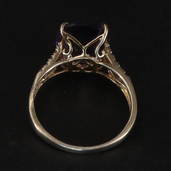 14 carat Designer MICHELLE ALBALA Amethyst Sterling Silver Gold Ring Pl Size 8 - Picture 4 of 7
